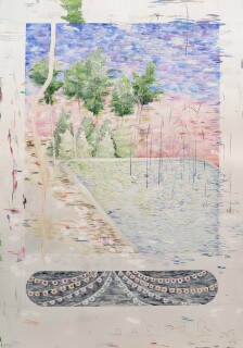 100x70cm- Badgir-Watercolor, Gouache, Acrylic, Pencil on Paperboard- 2020